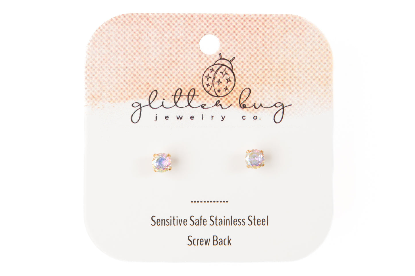 Round Crystal Screw Back Stud