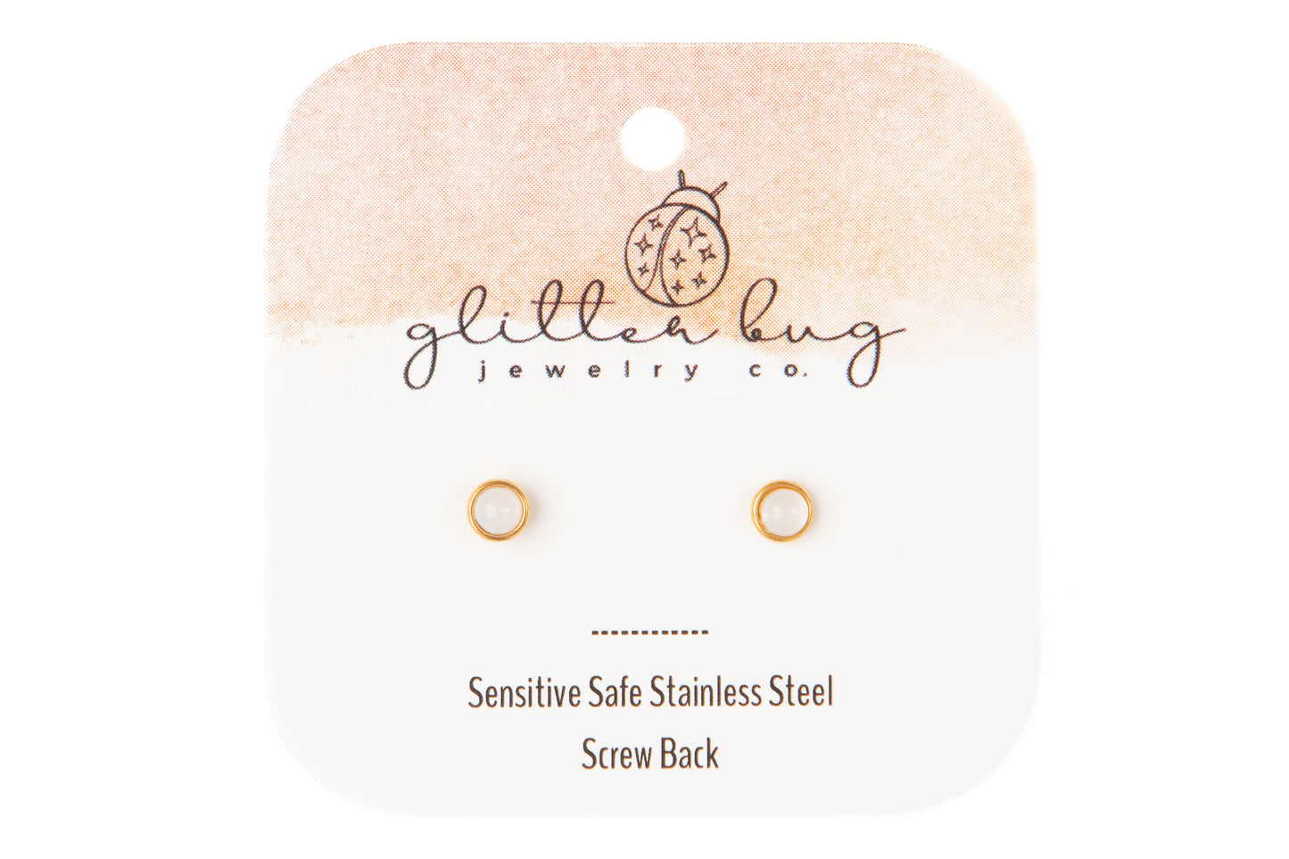 White Stone Screw Back Stud