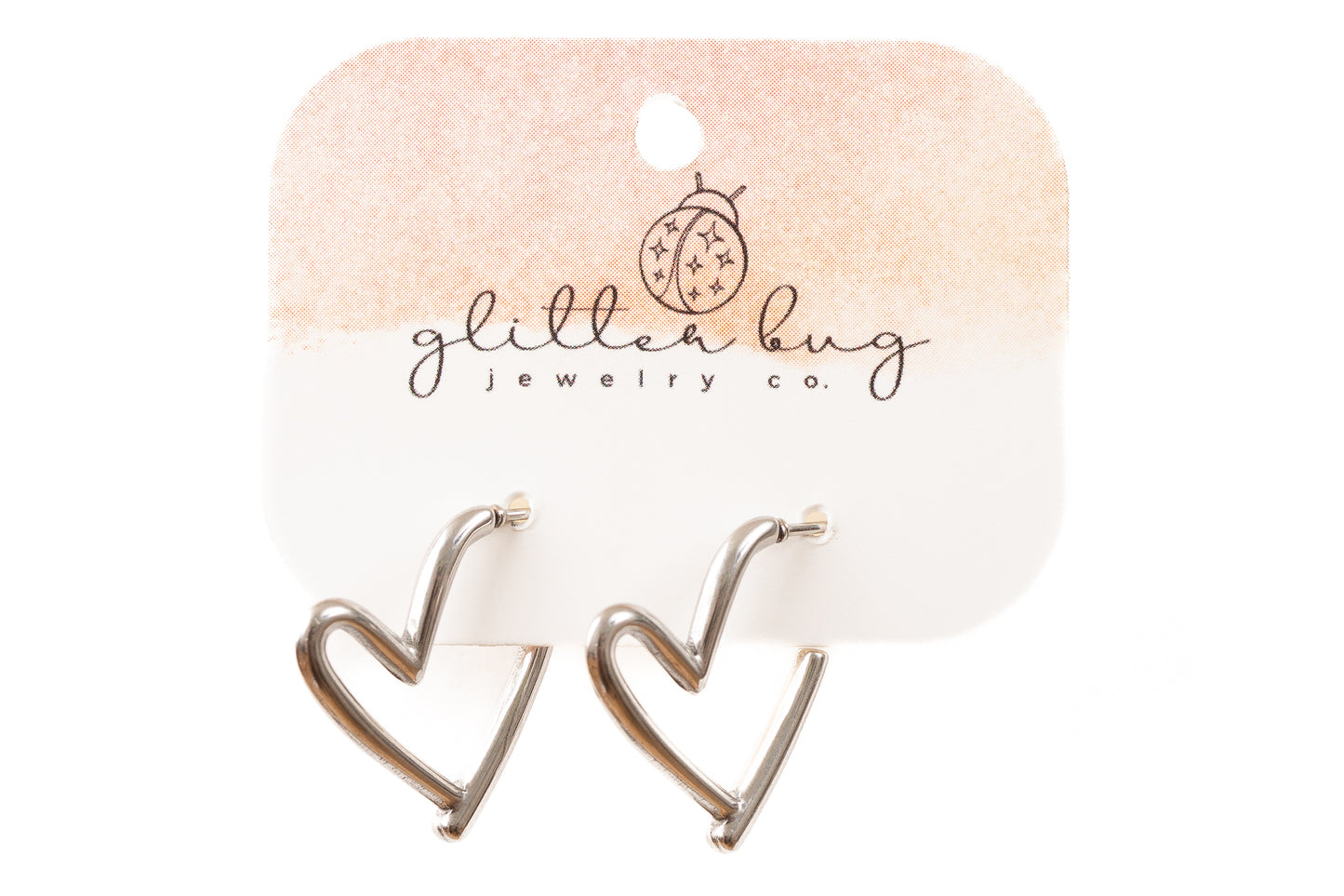 Line Heart Stud Hoop