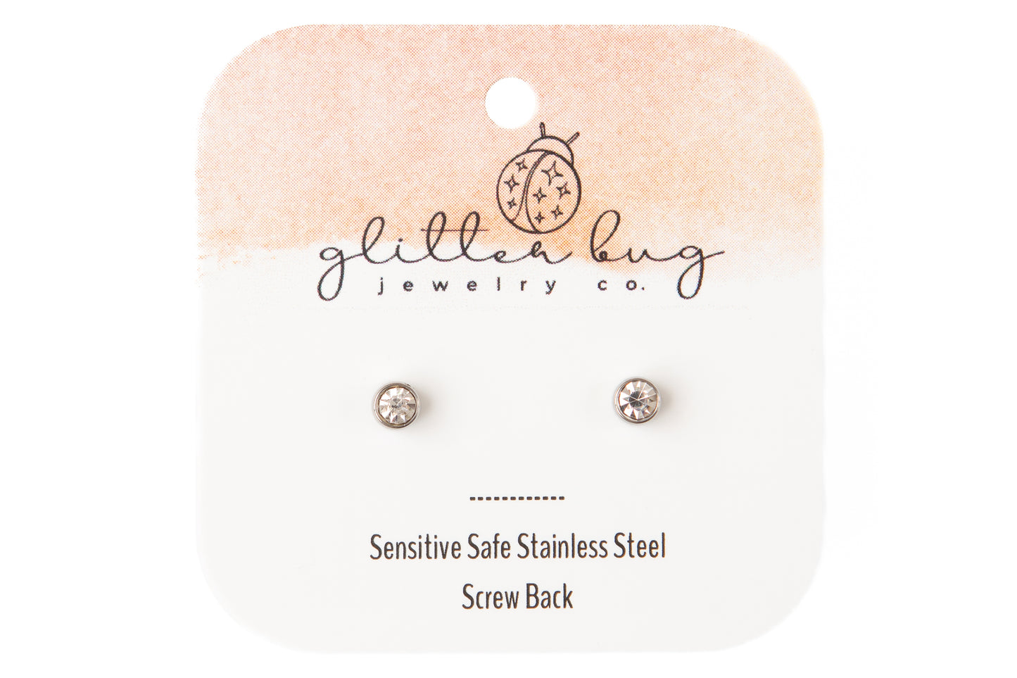 Enclosed Circle Crystal Screw Back Stud