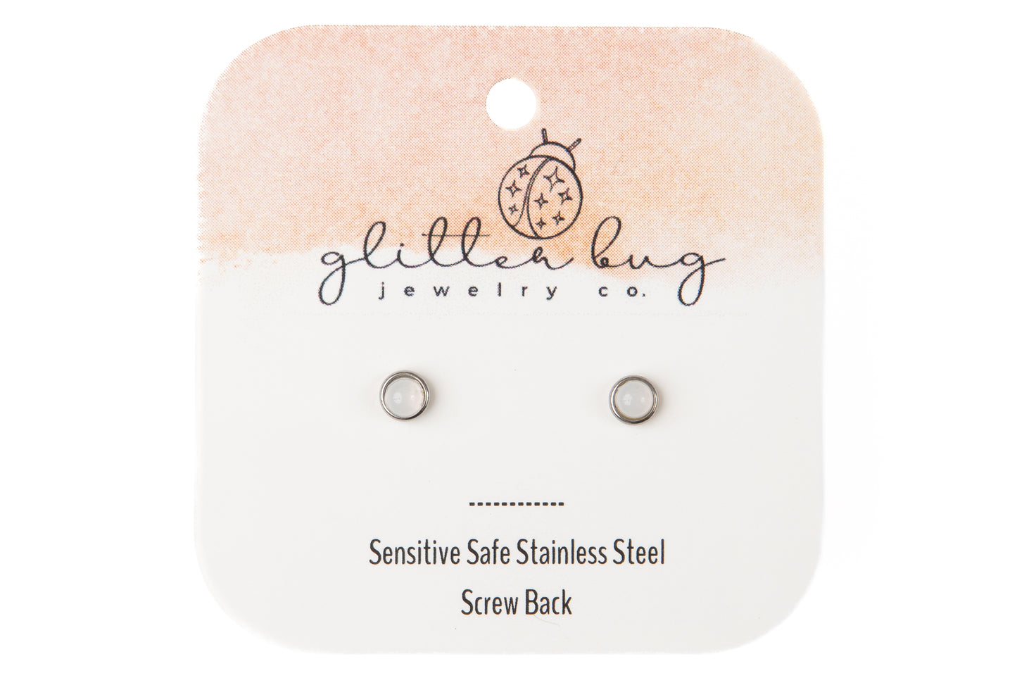 White Stone Screw Back Stud