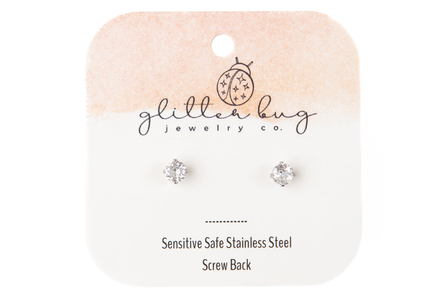 Round Crystal Screw Back Stud