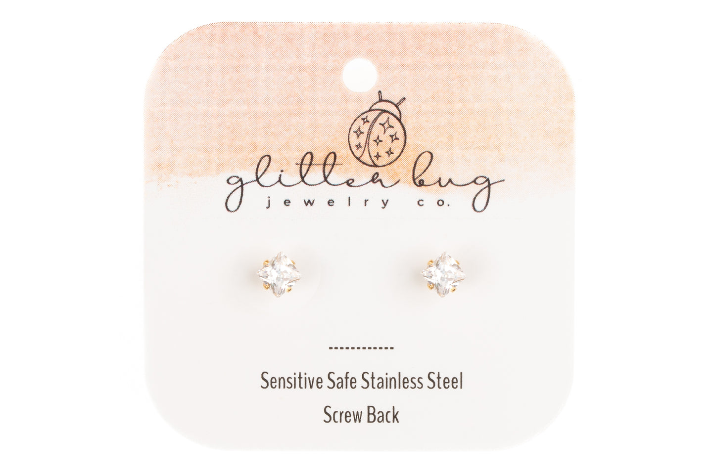 Square Crystal Screw Back Stud