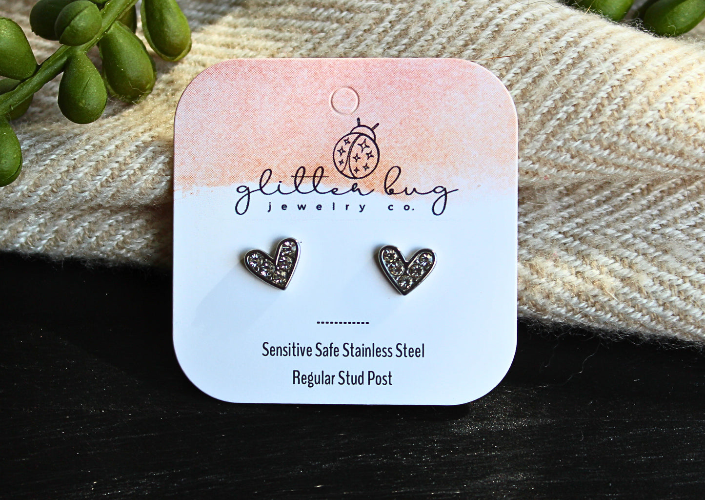 Sparkle Heart Stud Post