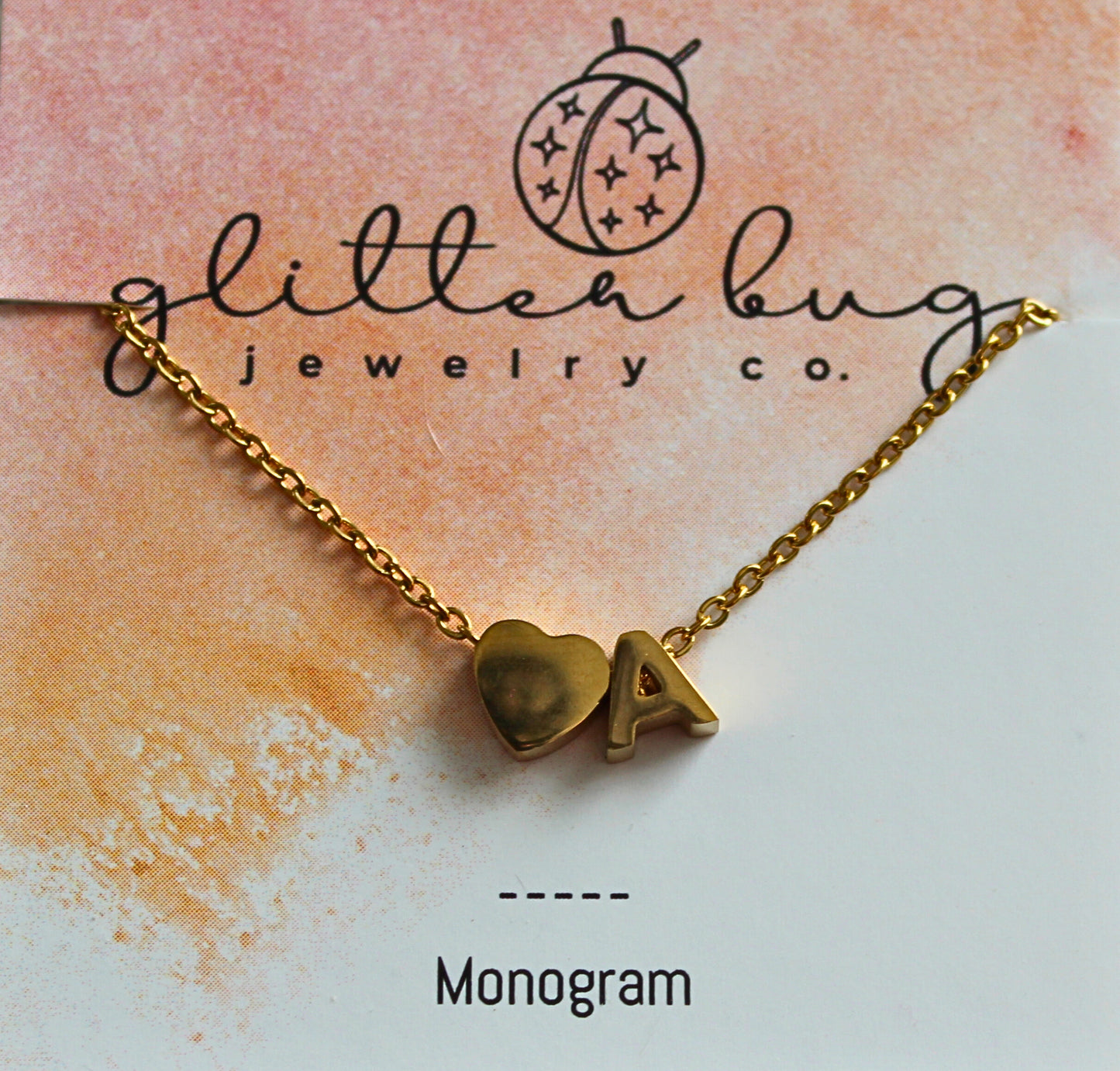 Monogram with Heart Necklace