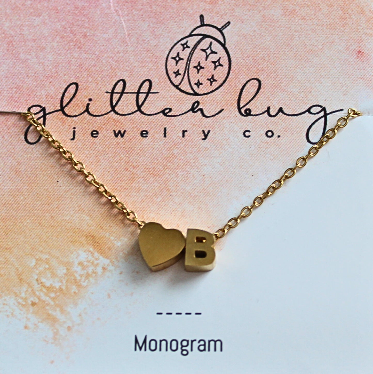 Monogram with Heart Necklace