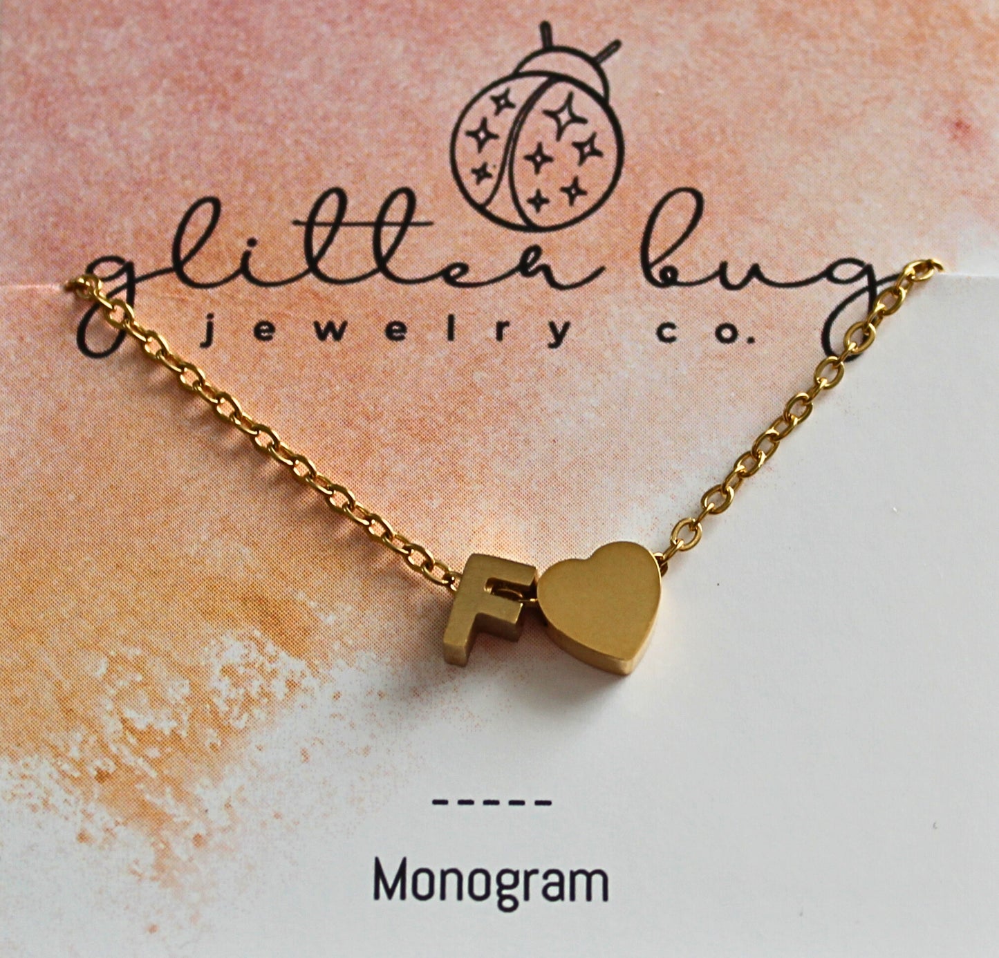 Monogram with Heart Necklace