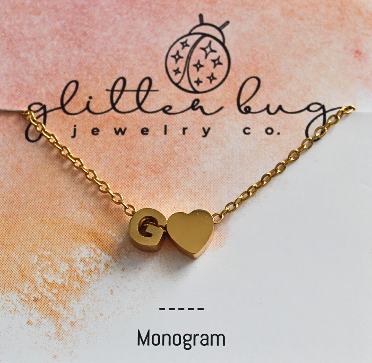 Monogram with Heart Necklace