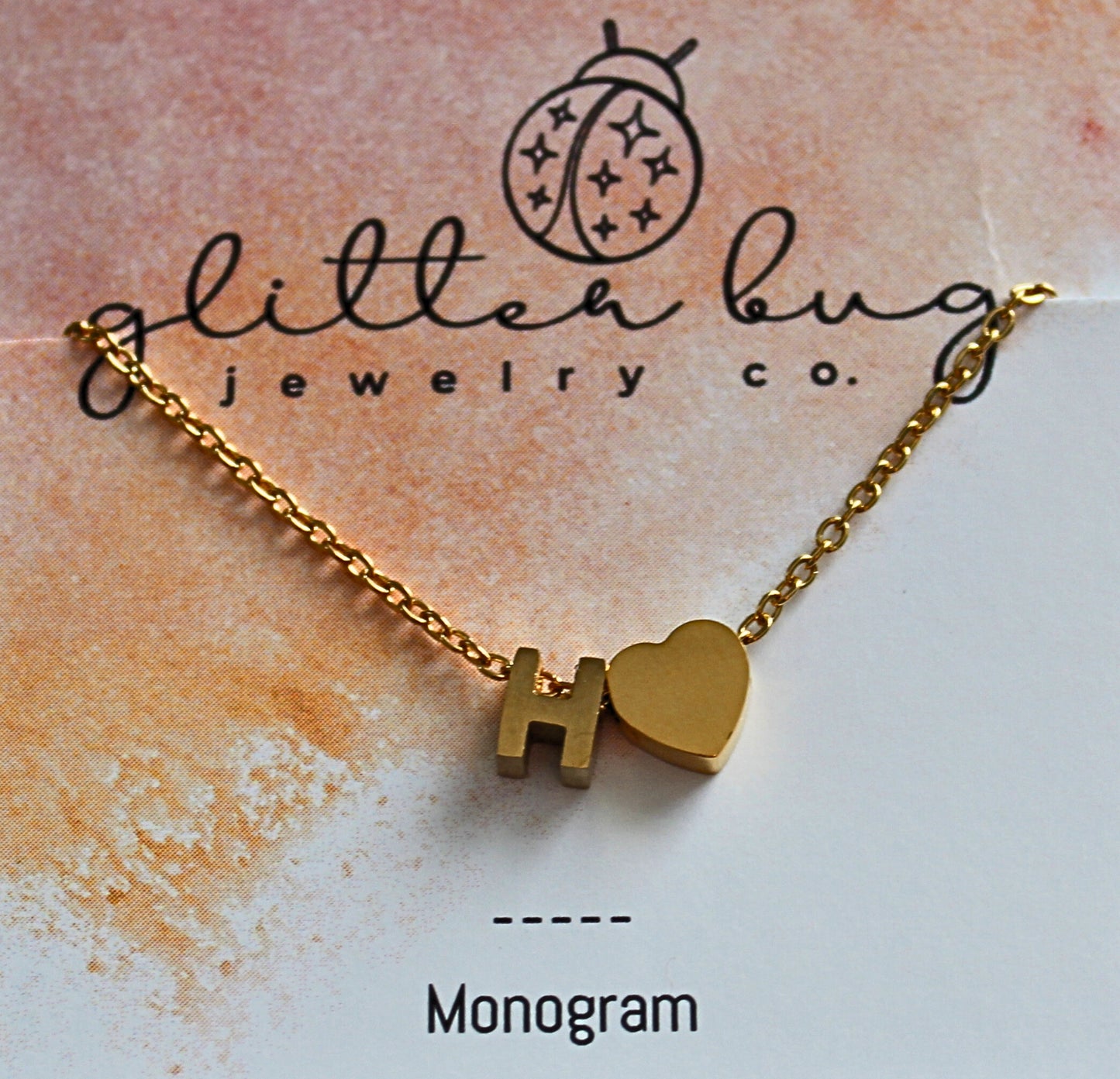 Monogram with Heart Necklace