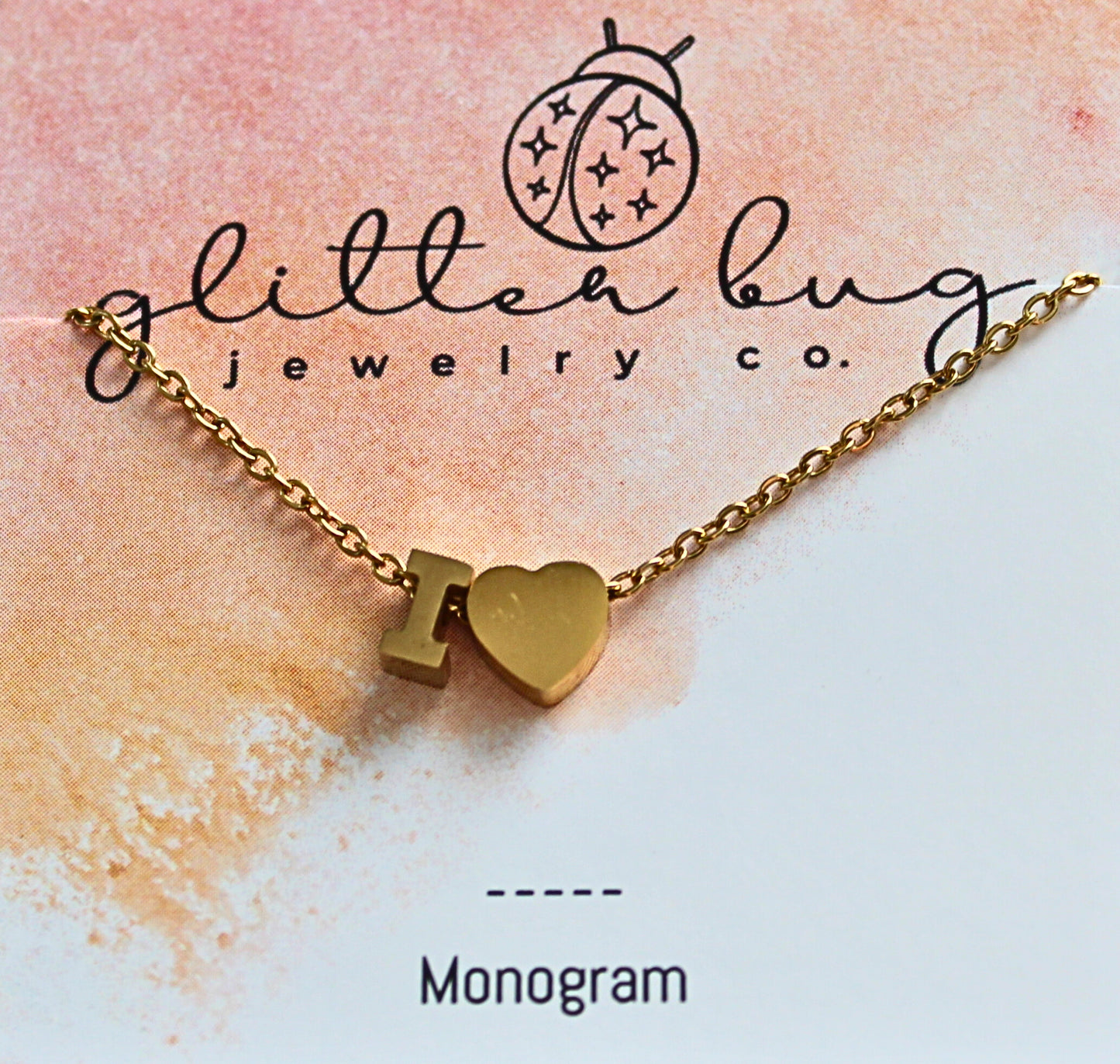 Monogram with Heart Necklace