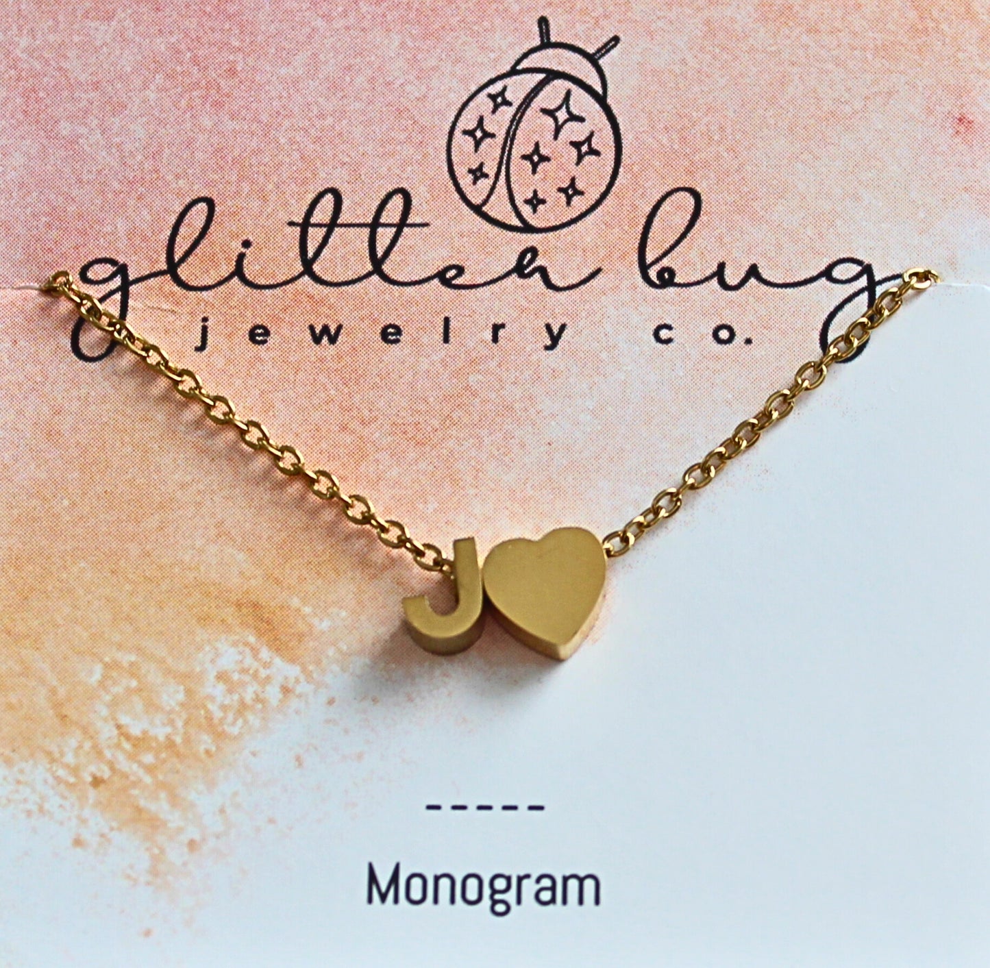 Monogram with Heart Necklace