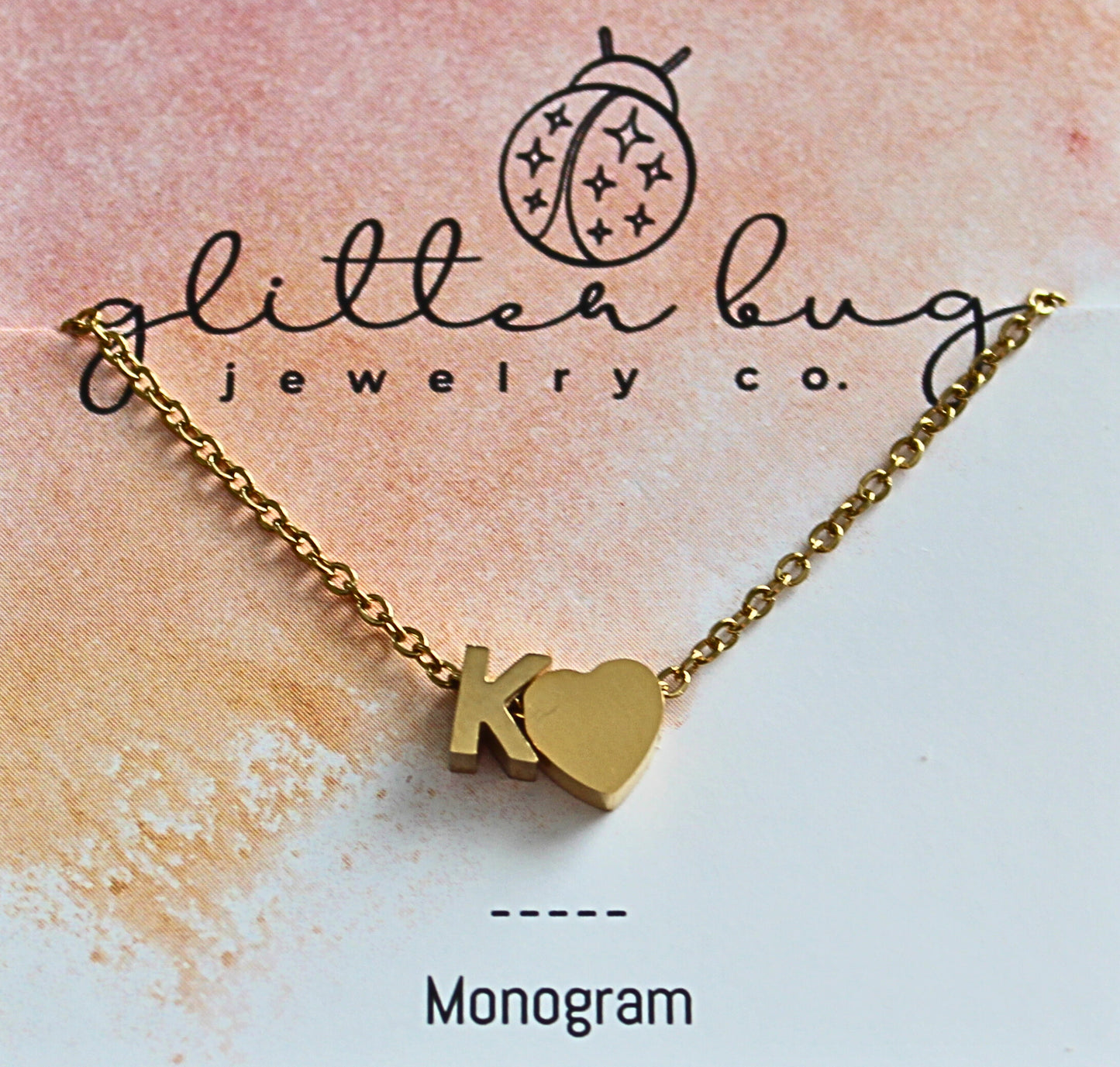 Monogram with Heart Necklace