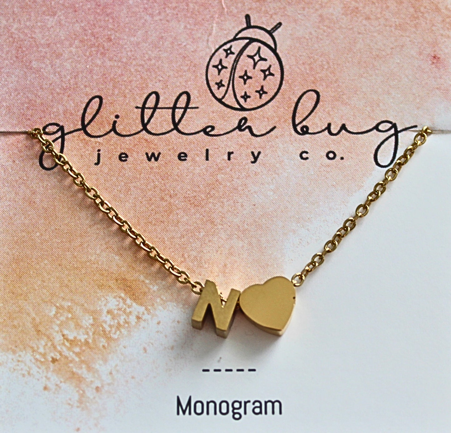 Monogram with Heart Necklace