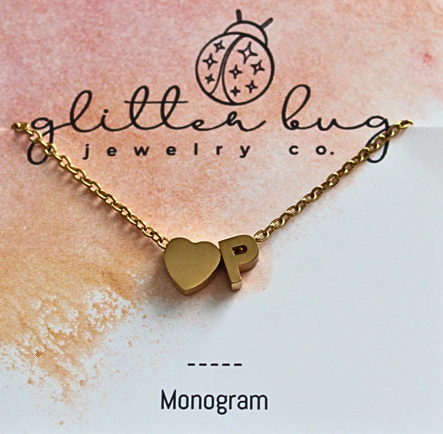 Monogram with Heart Necklace