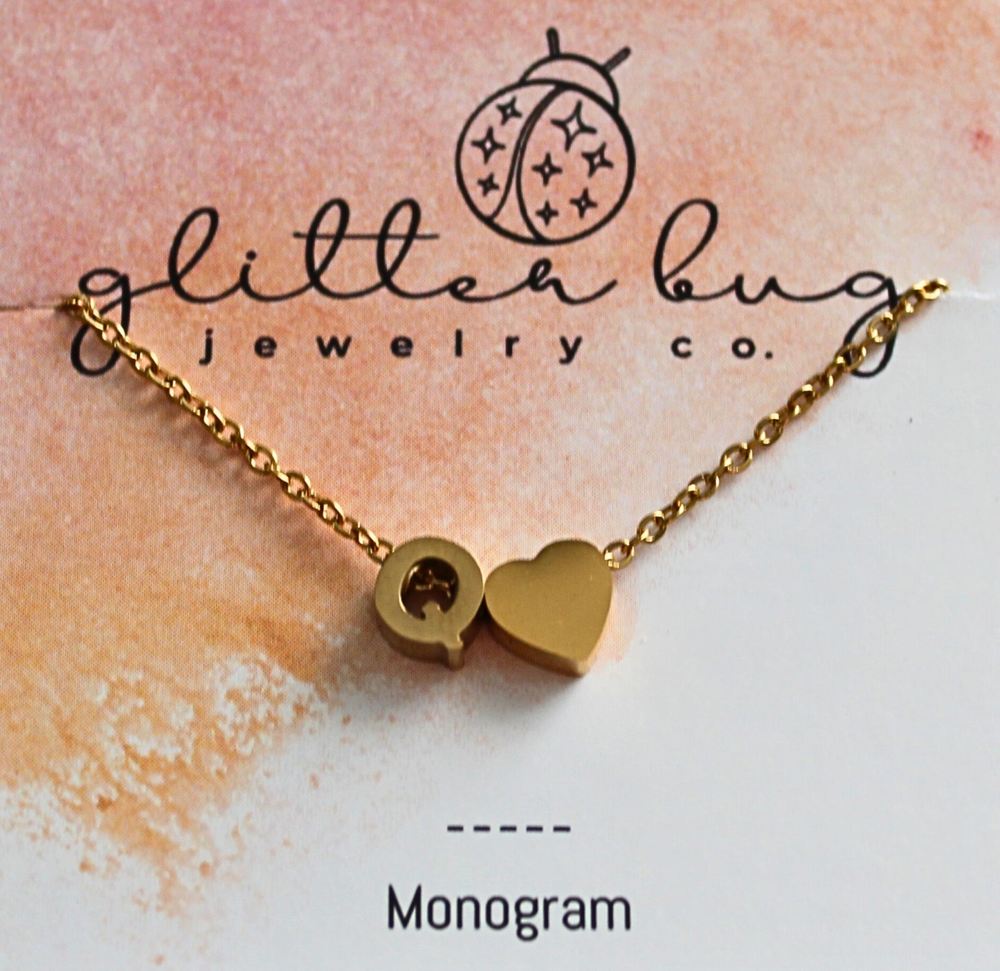 Monogram with Heart Necklace