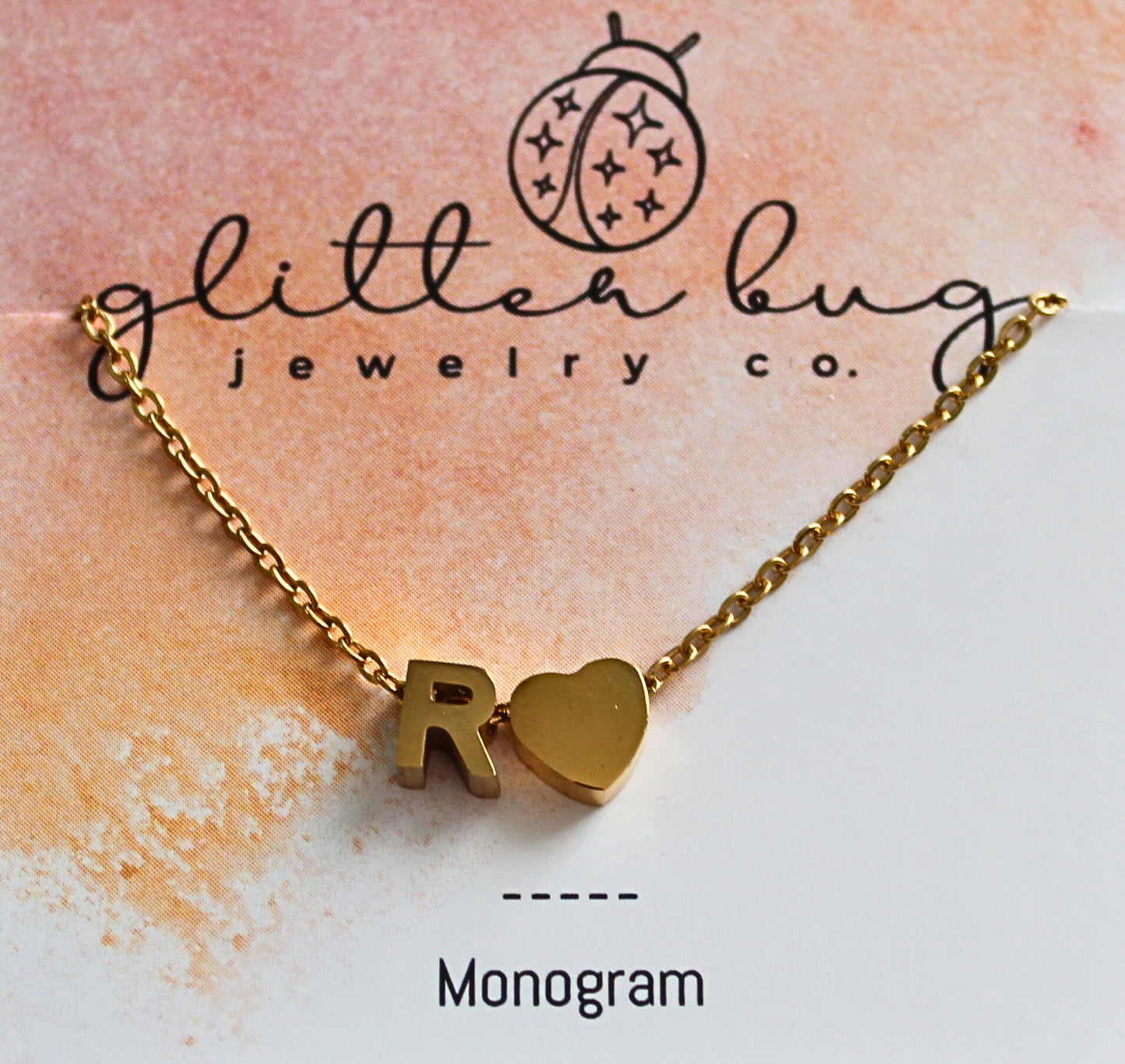 Monogram with Heart Necklace