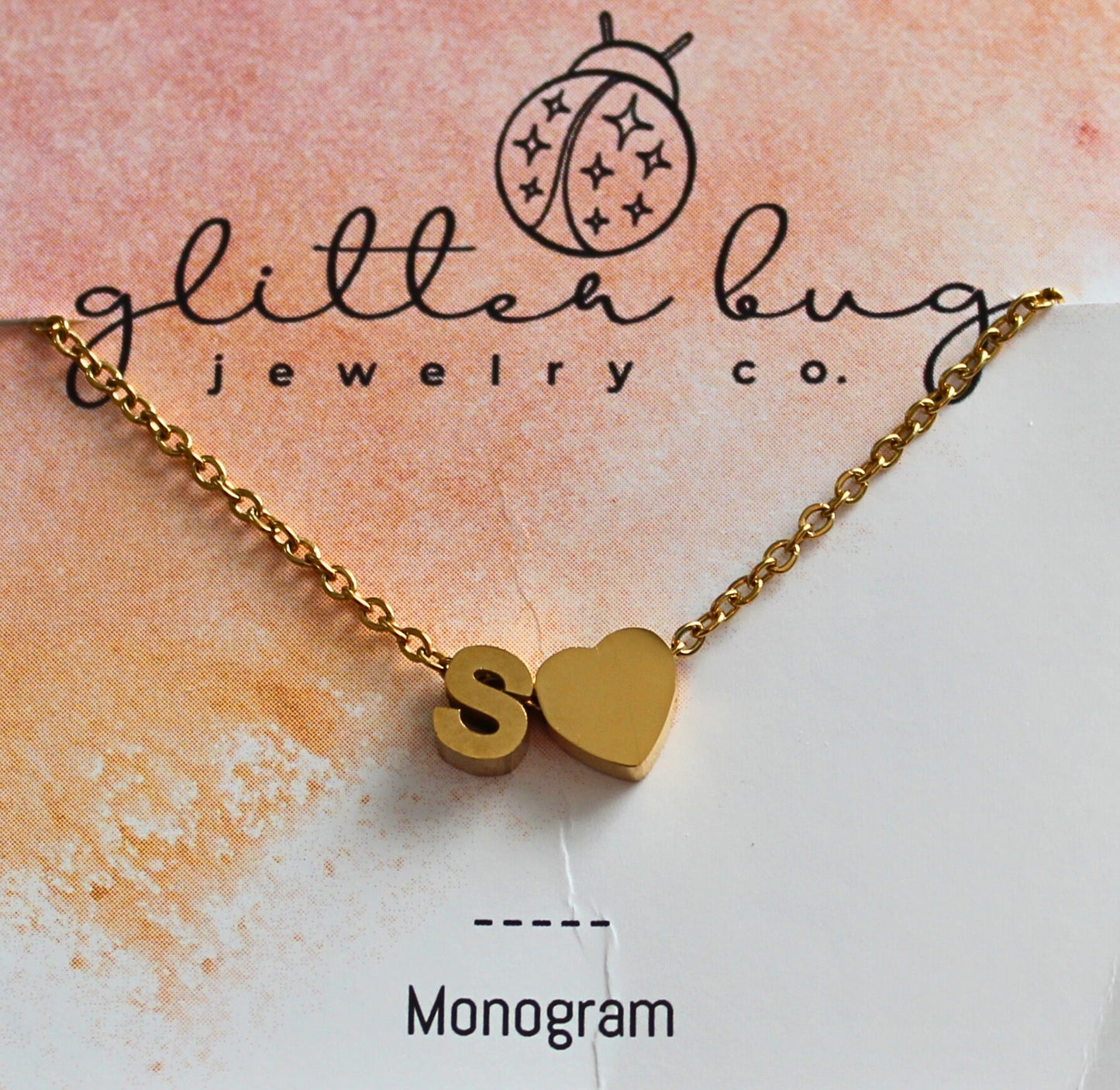 Monogram with Heart Necklace