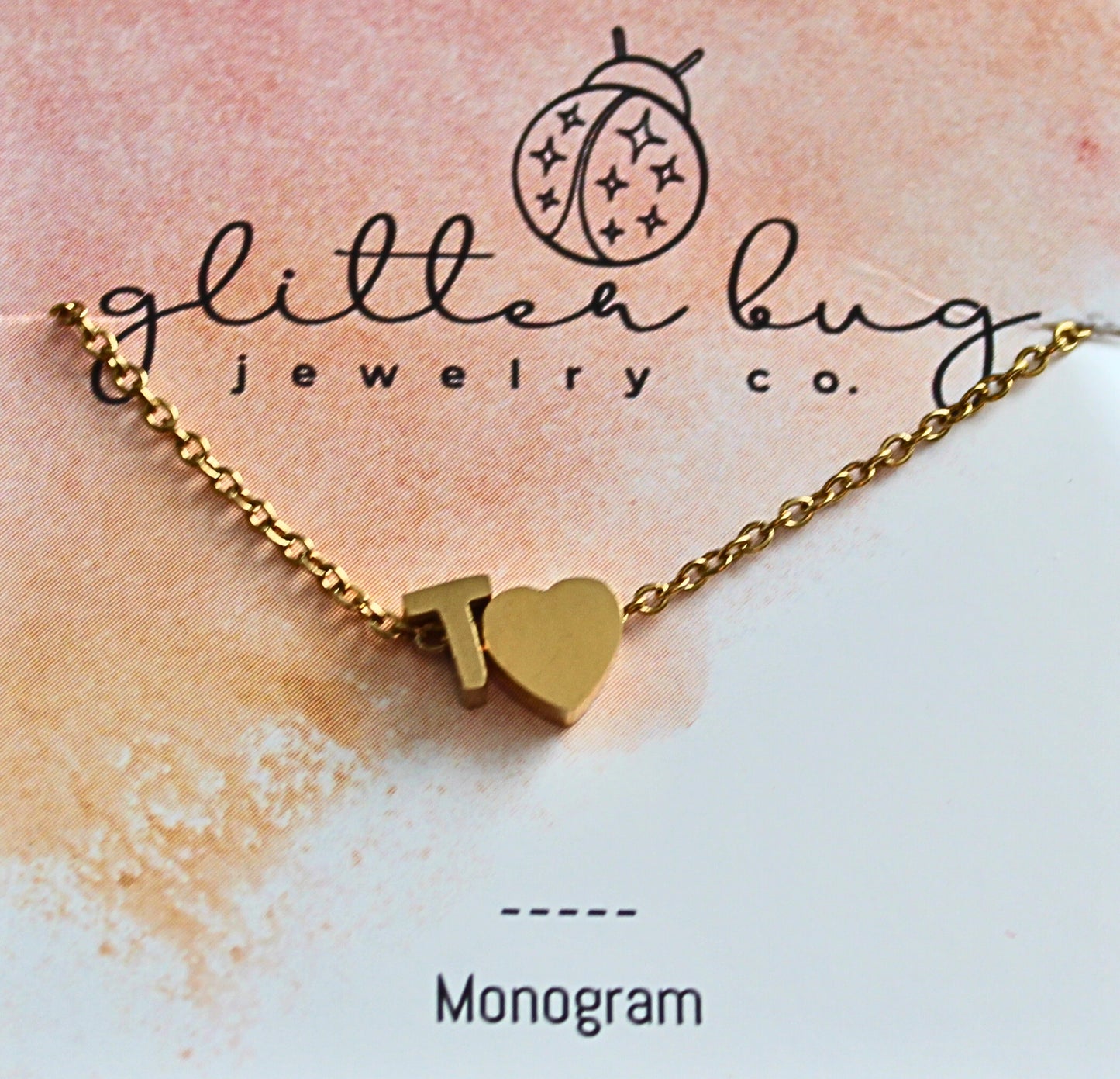 Monogram with Heart Necklace