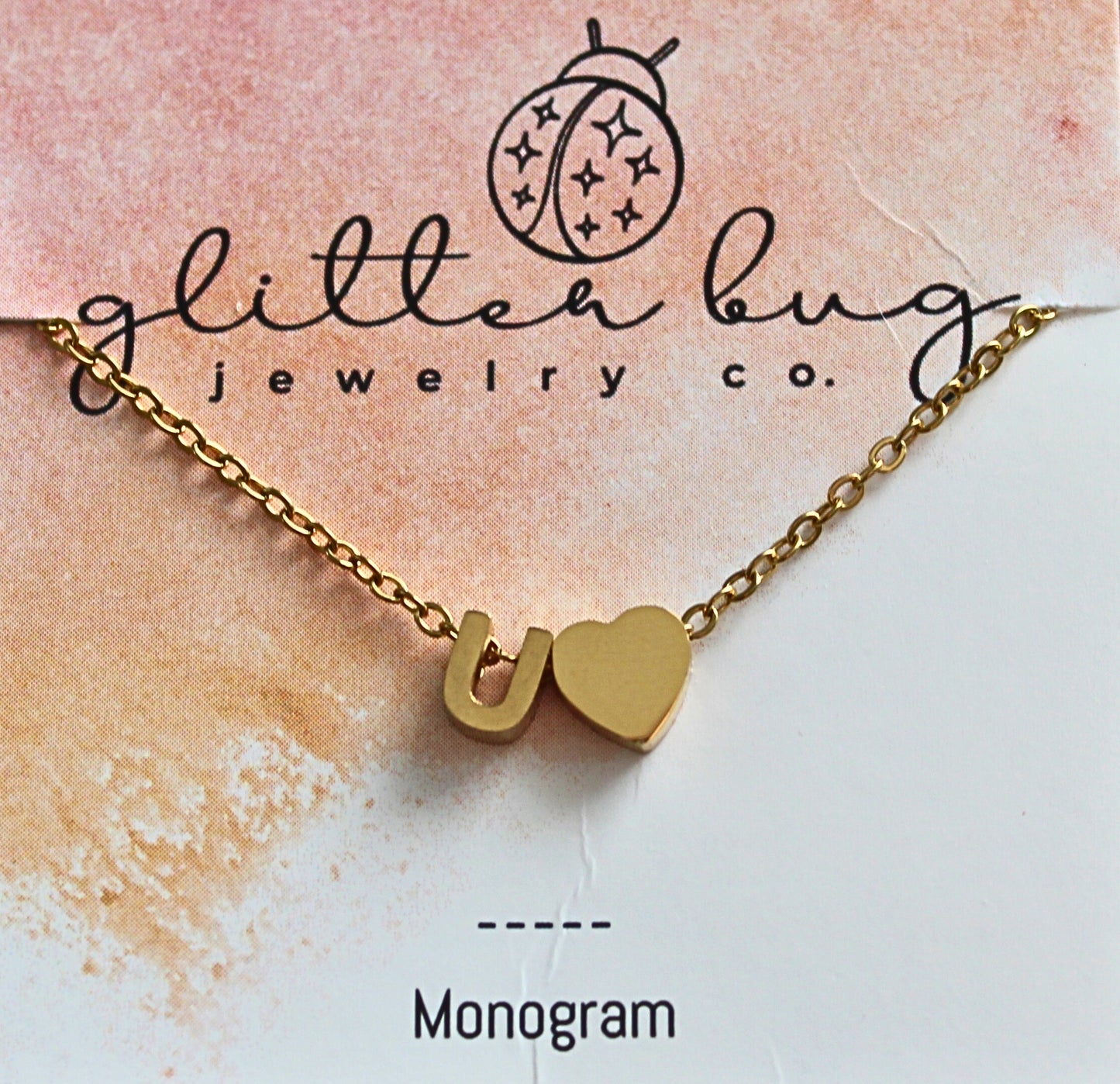 Monogram with Heart Necklace