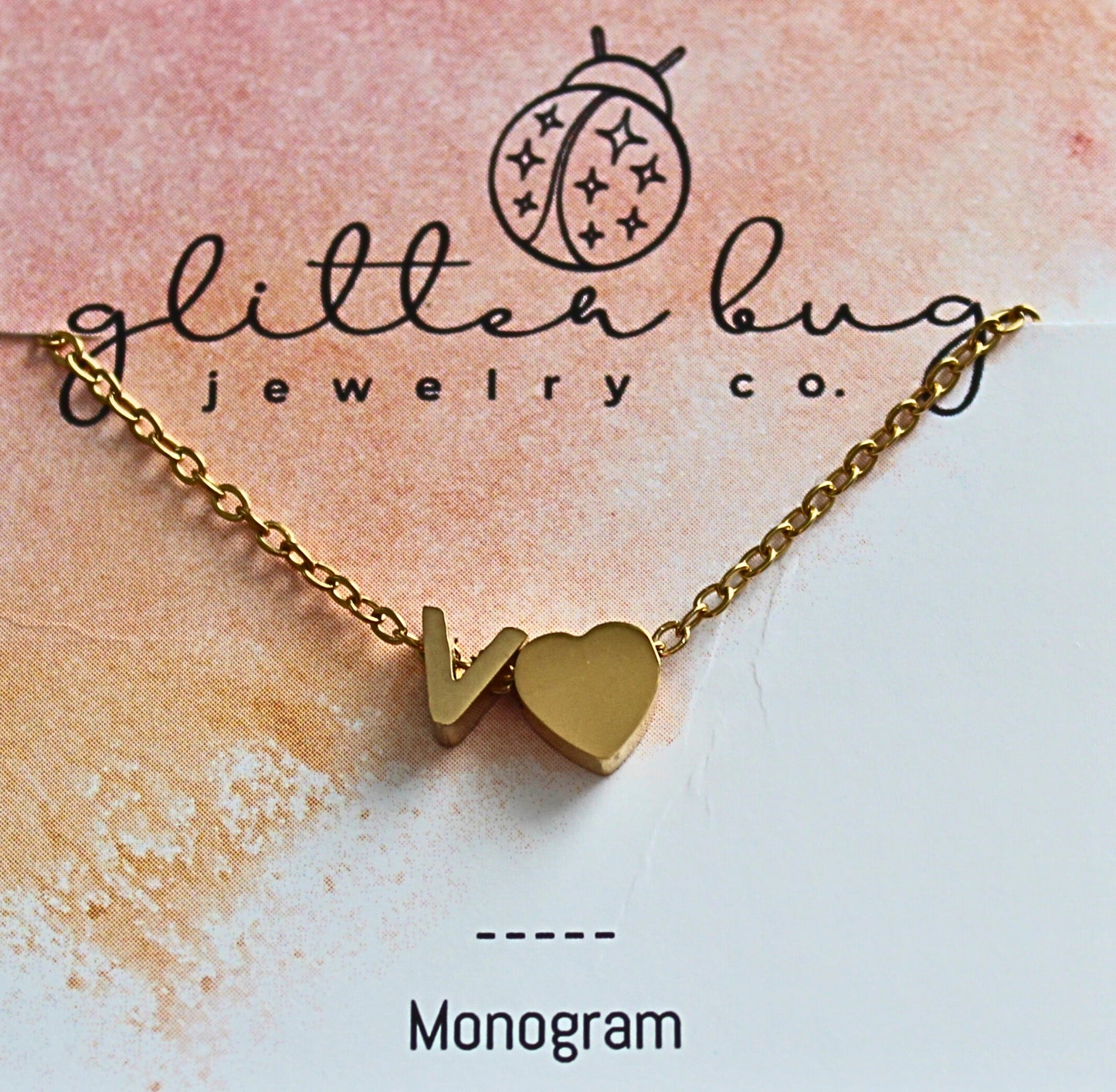 Monogram with Heart Necklace