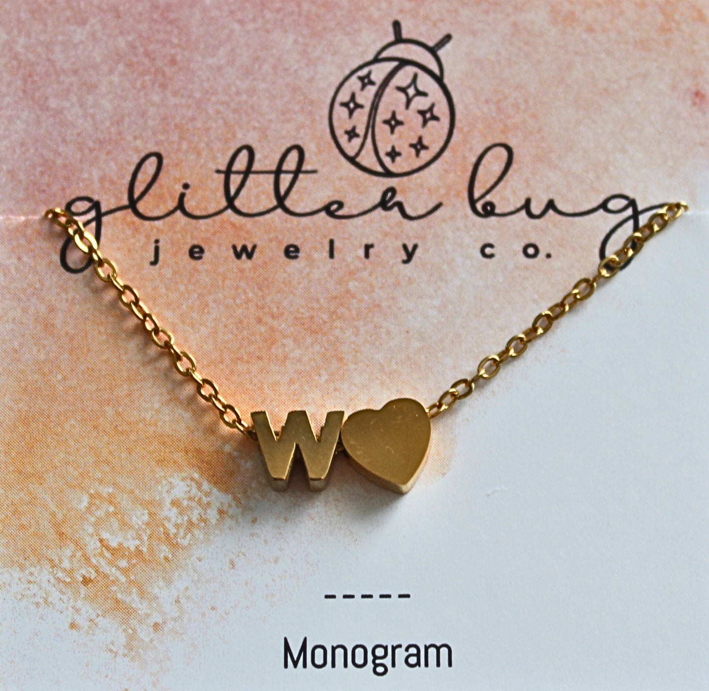 Monogram with Heart Necklace