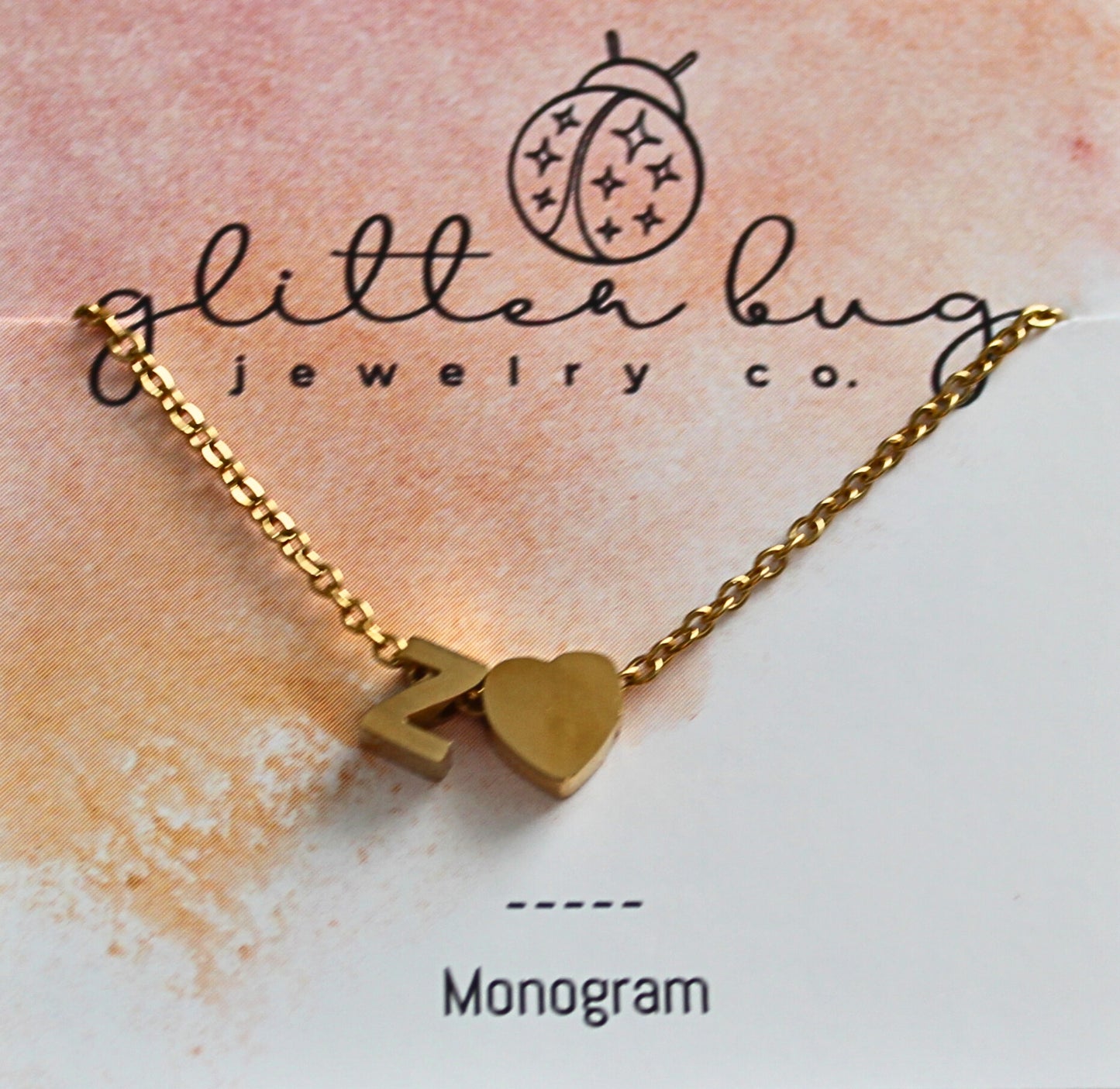 Monogram with Heart Necklace